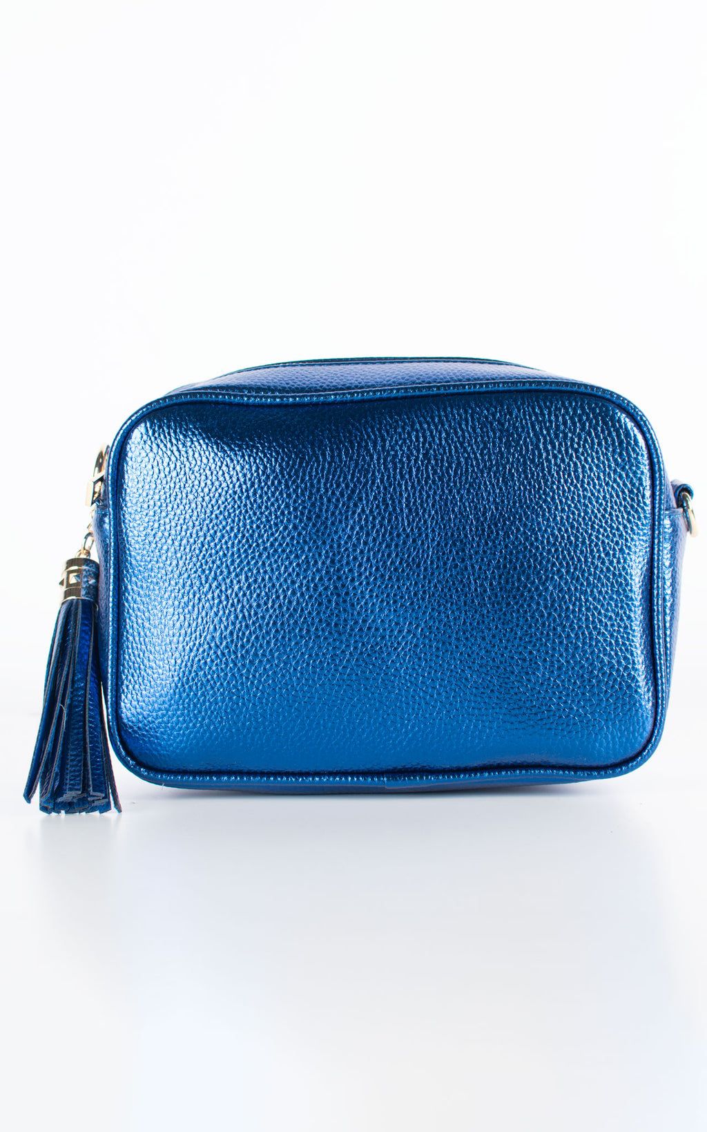 New Proportion Electric Blue Clutch Purse with Brushed Metal